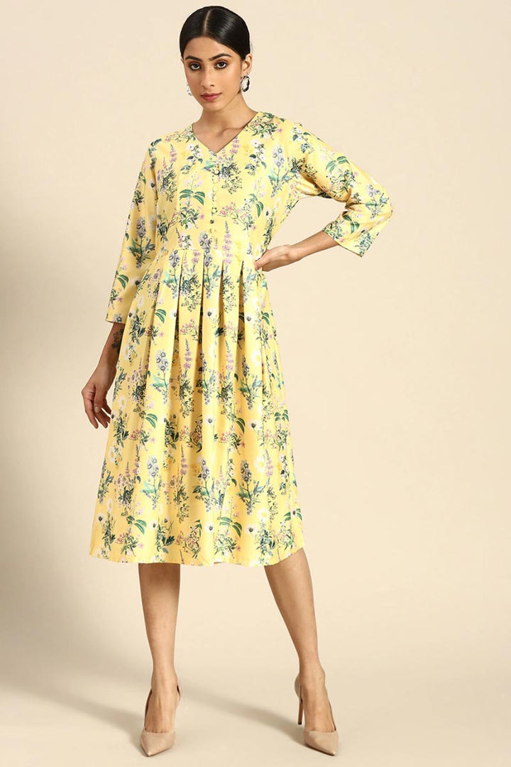 Crepe Fabric Yellow Color Winsome Kurti