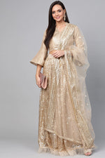 Load image into Gallery viewer, Net Fabric Wedding Wear Beige Color Sequins Work Lehenga Choli
