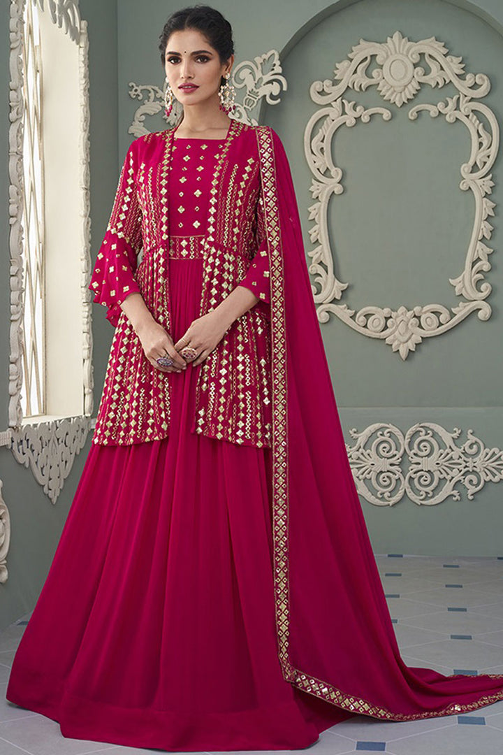 Dusky Rani Color Georgette Fabric Function Wear Embroidered Work Anarkali Suit Featuring Vartika Singh
