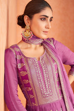 Load image into Gallery viewer, Alluring Sequins Work Purple Color Georgette Fabric Party Wear Anarkali Suit
