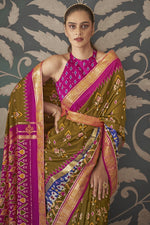 Load image into Gallery viewer, Green Color Function Wear Patola Style Silk Printed Designer Saree

