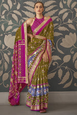 Load image into Gallery viewer, Green Color Function Wear Patola Style Silk Printed Designer Saree
