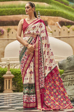 Load image into Gallery viewer, Patola Style Silk Function Wear Off White Printed Designer Saree
