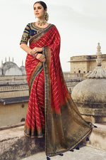 Load image into Gallery viewer, Stunning Hot Maroon Banarasi Silk Saree With Designer Blouse

