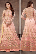 Load image into Gallery viewer, Peach Color Function Look Net Fabric Stylish Sharara Top Lehenga
