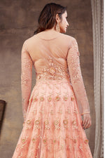 Load image into Gallery viewer, Net Fabric Peach Color Embroidered Work Elegant Anarklai Suit
