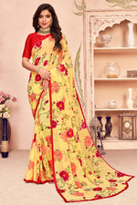 Load image into Gallery viewer, Yellow Color Georgette Fabric Daily Wear Printed Saree
