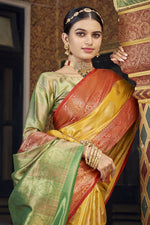 Load image into Gallery viewer, Art Silk Beguiling Mustard Color Banarasi Saree
