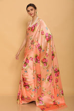 Load image into Gallery viewer, Daily Wear Satin Fabric Printed Saree In Peach Color
