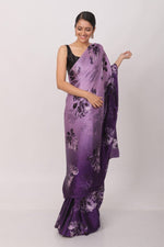 Load image into Gallery viewer, Purple Color Regular Wear Satin Fabric Printed Saree

