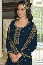 Load image into Gallery viewer, Teal Color Function Wear Sharara Suit In Charming Georgette Fabric
