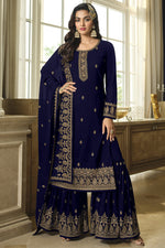 Load image into Gallery viewer, Vintage Blue Color Georgette Fabric Function Wear Sharara Suit
