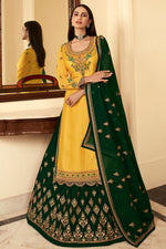 Load image into Gallery viewer, Function Wear Phenomenal Georgette Sharara Top Lehenga In Yellow Color
