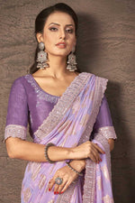 Load image into Gallery viewer, Purple Color Georgette Fabric Party Style Superior Saree

