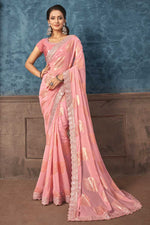 Load image into Gallery viewer, Party Style Peach Color Beauteous Saree In Georgette Fabric
