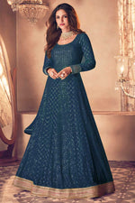 Load image into Gallery viewer, Vartika Sing Creative Anarkali Suit In Teal Color Georgette Fabric
