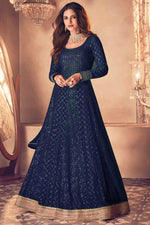 Load image into Gallery viewer, Vartika Sing Incredible Georgette Fabric Navy Blue Color Anarkali Suit
