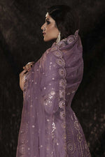 Load image into Gallery viewer, Lavender Color Net Fabric Function Wear Coveted Sharara Suit With Sequins Work
