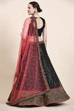 Load image into Gallery viewer, Net Fabric Black Color Elegant Embroidered Work Lehenga
