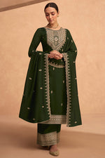 Load image into Gallery viewer, Mehendi Green Color Function Style Awesome Art Silk Palazzo Suit
