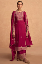 Load image into Gallery viewer, Function Style Beatific Art Silk Palazzo Suit In Rani Color
