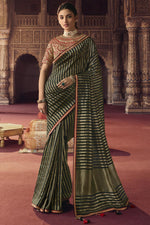 Load image into Gallery viewer, Embroiderd Work Dark Green Color Viscose Fabric Beauteous Saree
