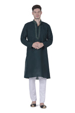 Load image into Gallery viewer, Alluring Black Color Cotton Fabric Readymade Kurta Pyjama For Men
