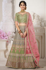Load image into Gallery viewer, Designer Embroidered Wedding Wear Lehenga Choli In Grey Color Art Silk Fabric
