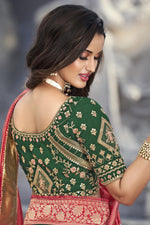 Load image into Gallery viewer, Pretty Peach Dola Silk Embroidered Sangeet Wear Saree
