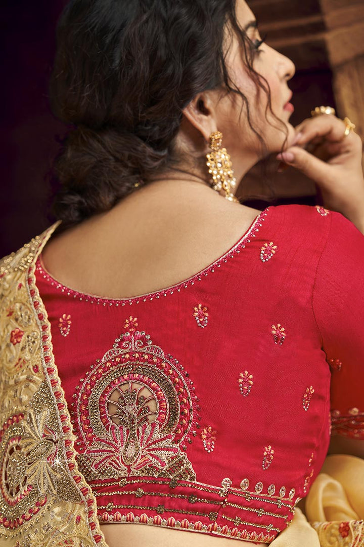 Yellow Organza Fabric Function Wear Stylish Saree