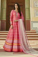 Load image into Gallery viewer, Attractive Silk Pink Color Patola Printed Readymade Gown With Dupatta
