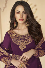 Load image into Gallery viewer, Function Wear Purple Color Georgette Fabric Embroidered Long Length Anarkali Suit