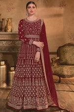 Load image into Gallery viewer, Prachi Desai Creative Georgette Fabric Anarkali Suit In Maroon Color
