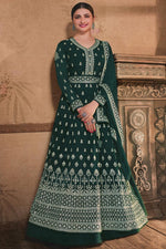 Load image into Gallery viewer, Prachi Desai Georgette Fabric Dark Green Color Ingenious Anarkali Suit
