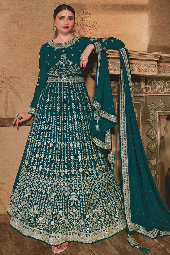 Prachi Desai Classic Green Color Anarkali Suit In Georgette Fabric