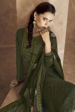 Load image into Gallery viewer, Eugeniya Belousova Dark Green Georgette Fabric Embroidered Salwar Suit
