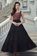 Load image into Gallery viewer, Black Color Function Wear Georgette Fabric Readymade Anarkali Dress
