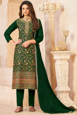 Load image into Gallery viewer, Straight Salwar Suit Diamond Pure Dola In Green
