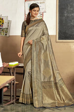 Load image into Gallery viewer, Art Silk Fabric Fancy Wedding Wear Saree In Dark Beige Color

