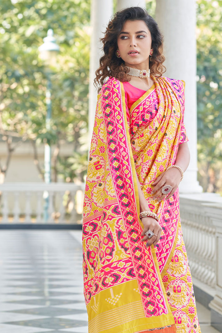 Patola Silk Fabric Festive Look Superior Saree In Yellow Color
