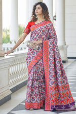 Load image into Gallery viewer, Patola Silk Fabric Purple Color Festive Look Engrossing Saree
