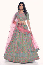 Load image into Gallery viewer, Excellent Net Fabric Olive Color Sequins Work Lehenga Choli
