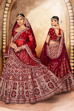 Load image into Gallery viewer, Velvet Fabric Maroon Color Elegant Wedding Look Bridal Lehenga
