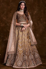 Load image into Gallery viewer, Brown Art Silk Festive Wear Embroidered Chaniya Choli With Beautiful Blouse
