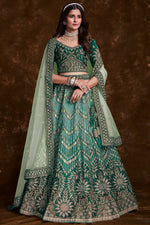 Load image into Gallery viewer, Embroidery Work On Art Silk Designer Lehenga In Sea Green With Blouse
