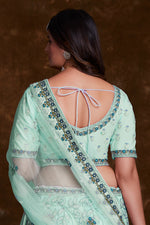 Load image into Gallery viewer, Sea Green Embroidery Work On Net Sangeet Wear Lehenga Choli With Beautiful Blouse

