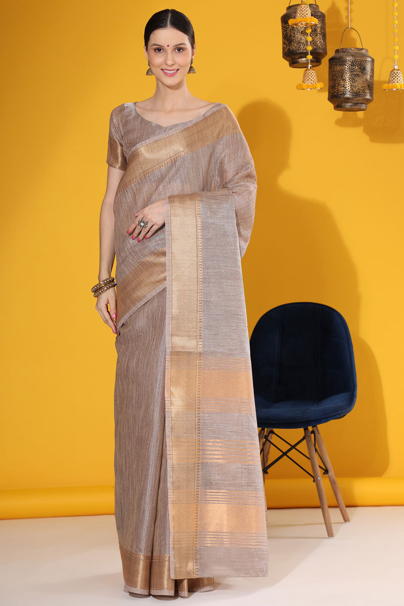 Linen Beige Casual Look Saree