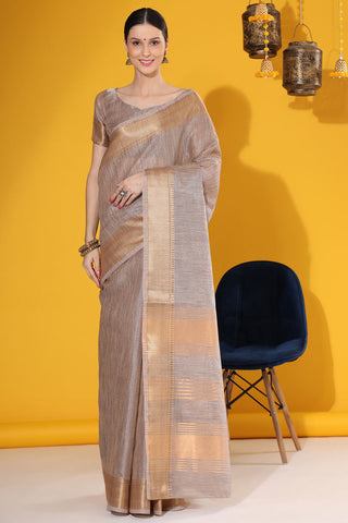 Linen Beige Casual Look Saree