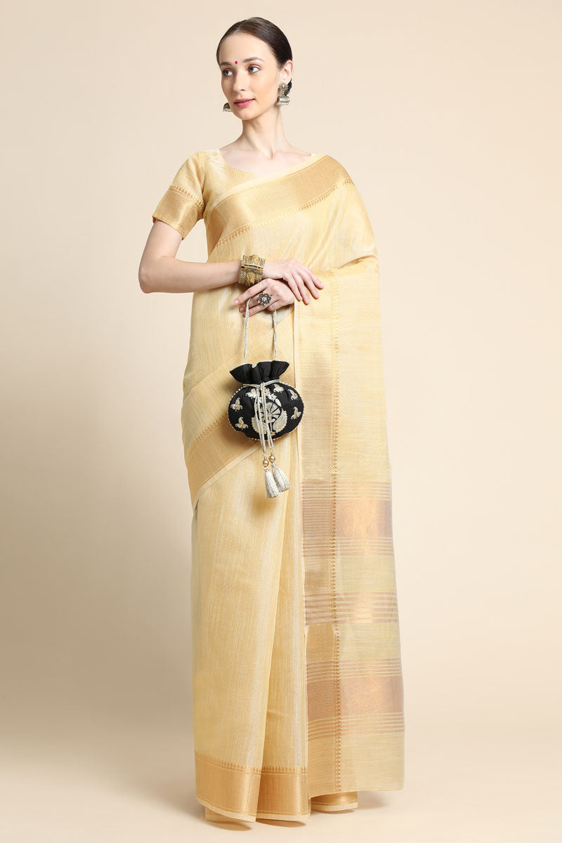 Yellow Linen Casual Look Saree