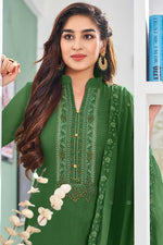 Load image into Gallery viewer, Green Color Bright Embroidered Salwar Suit In Georgette Fabric
